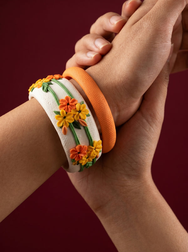 Sophisticated Matte Polymer Clay Bangle - 100% Handcrafted