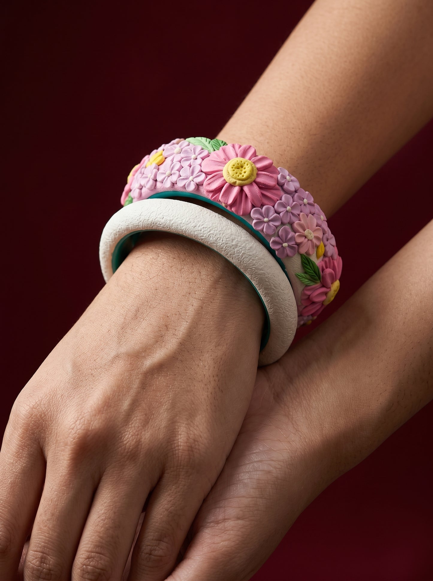 Ethnic Bridal Polymer Clay Bangle - 100% Handcrafted