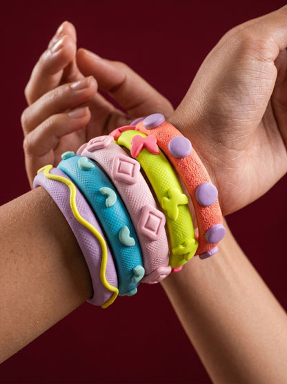 Pastel Candy Clay Bangle Stack — Sculpted Polymer Set