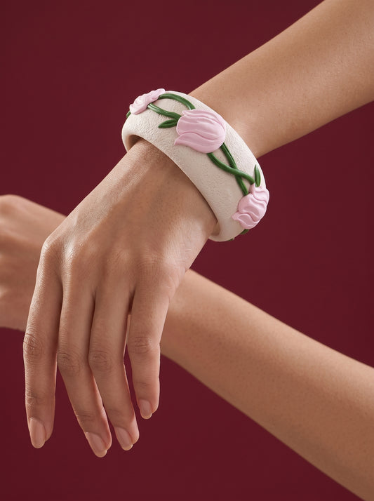 Artisanal Chic Polymer Clay Bangle - 100% Handcrafted