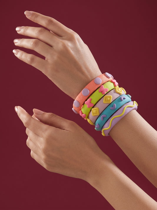 Pastel Candy Clay Bangle Stack — Sculpted Polymer Set