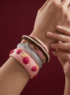 Strawberry Dream Clay Bangle Stack — Handcrafted Polymer Clay