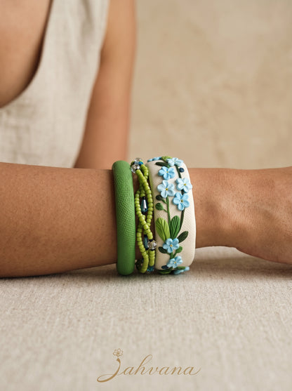 Minimalist Zen Polymer Clay Bangle set - 100% Handcrafted