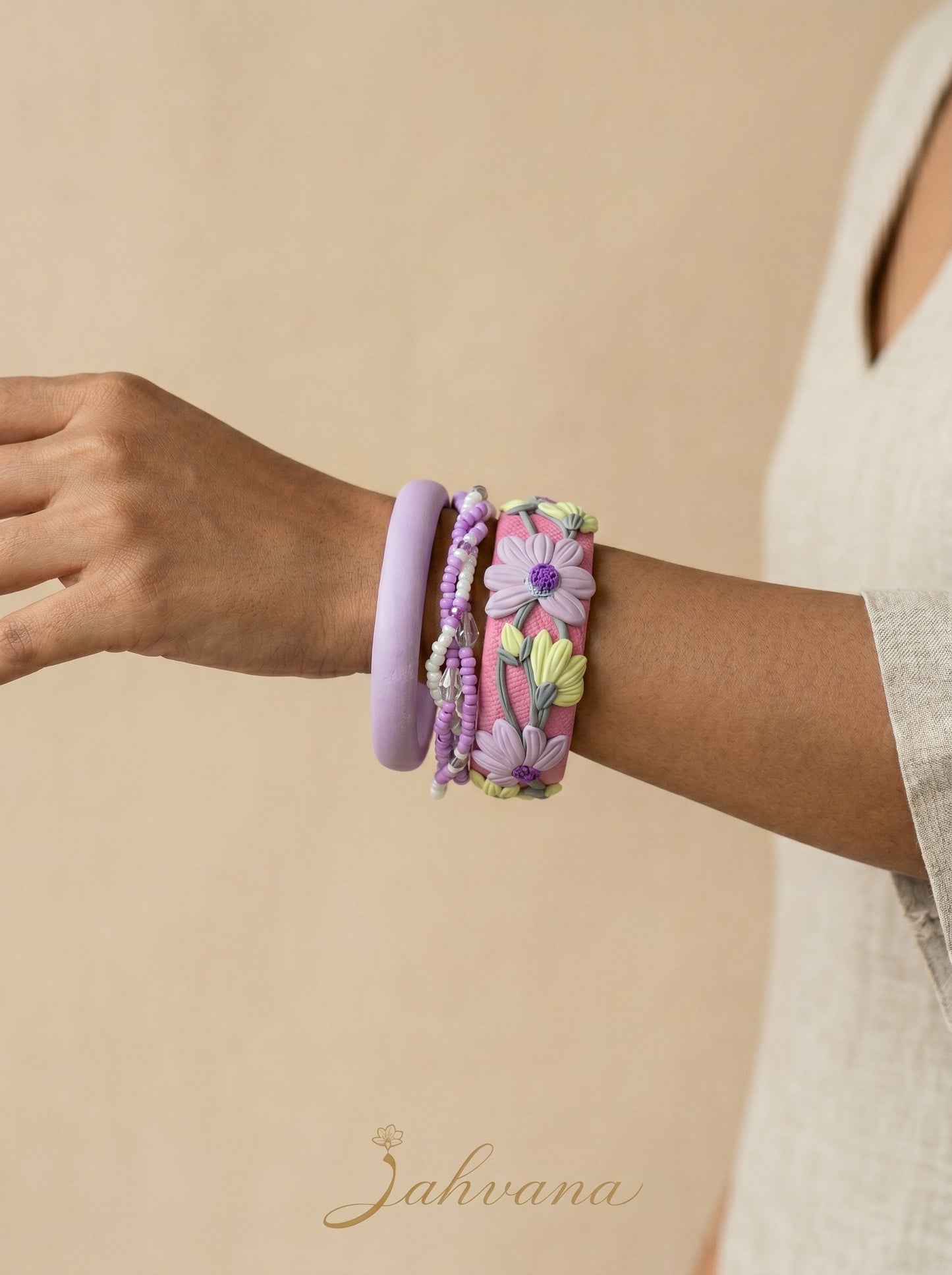 Handmade Couture Polymer Clay Bangle - 100% Handcrafted