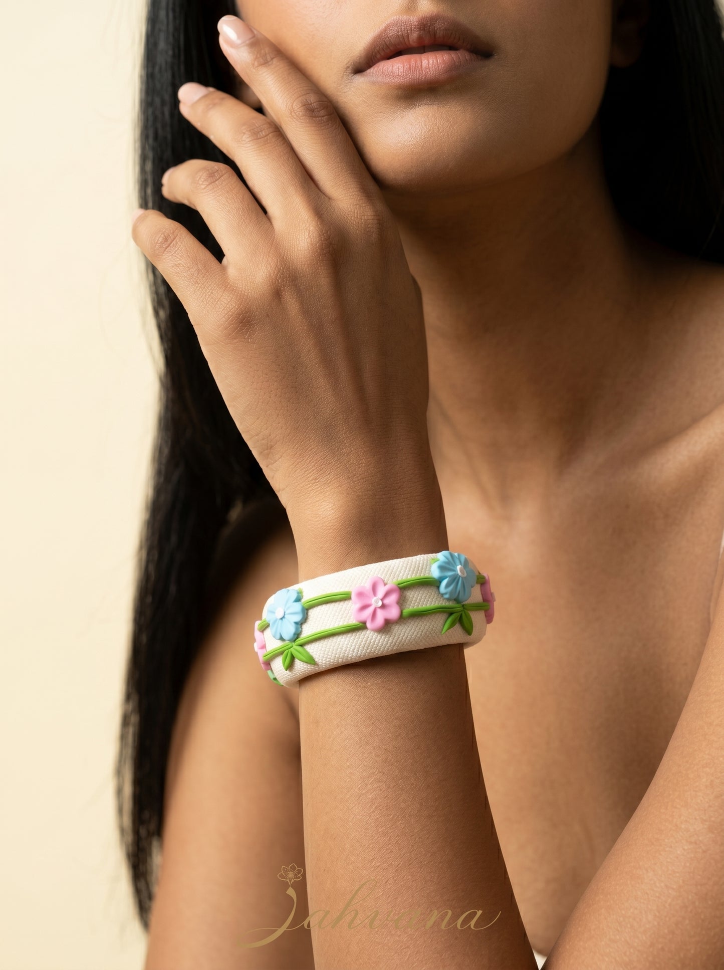 Elegant Evening Polymer Clay Bangle - 100% Handcrafted