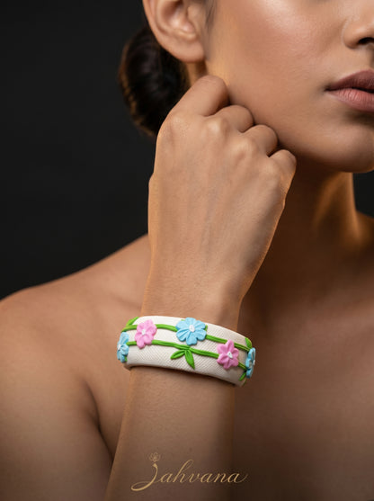 Elegant Evening Polymer Clay Bangle - 100% Handcrafted