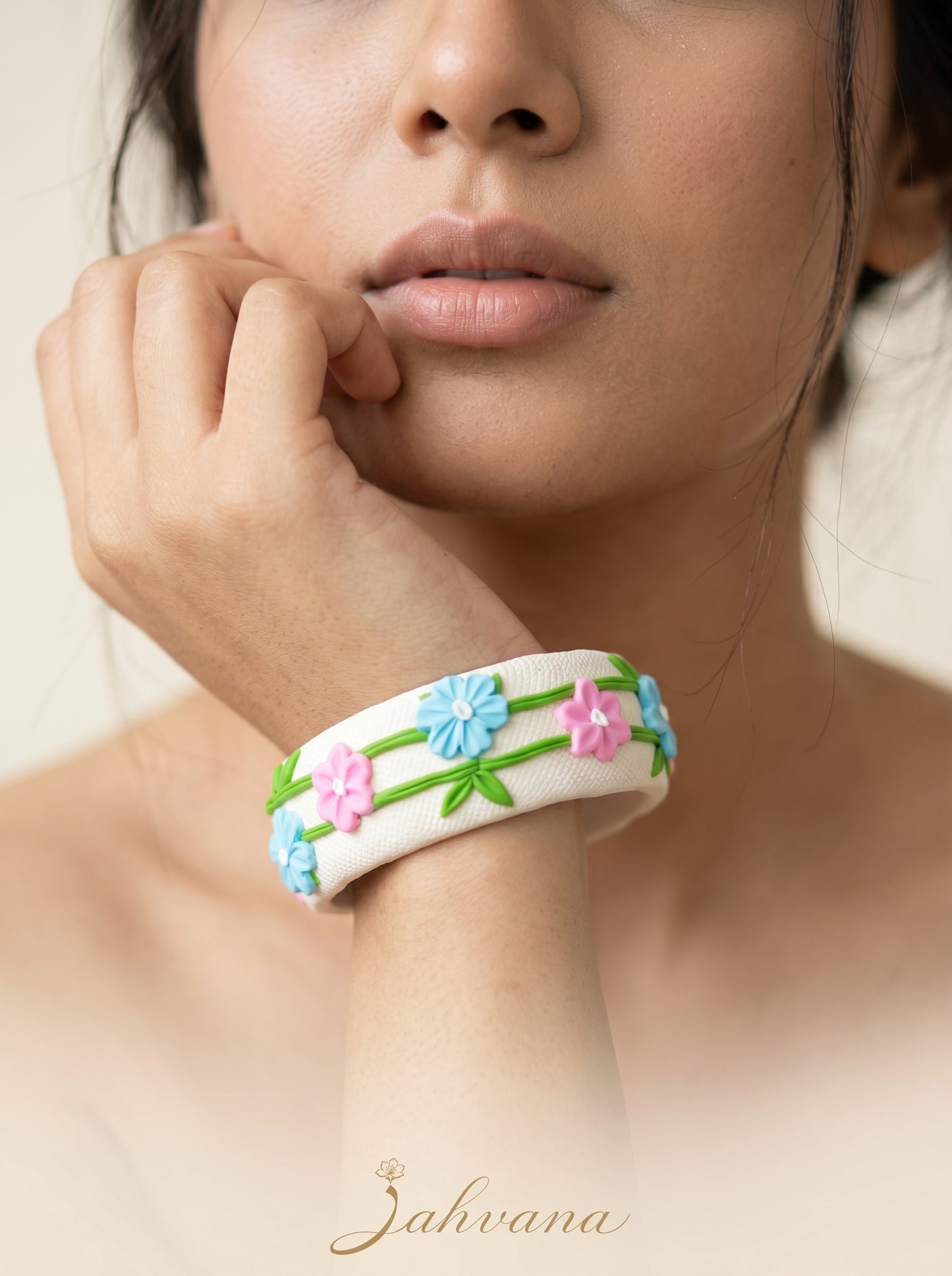 Elegant Evening Polymer Clay Bangle - 100% Handcrafted