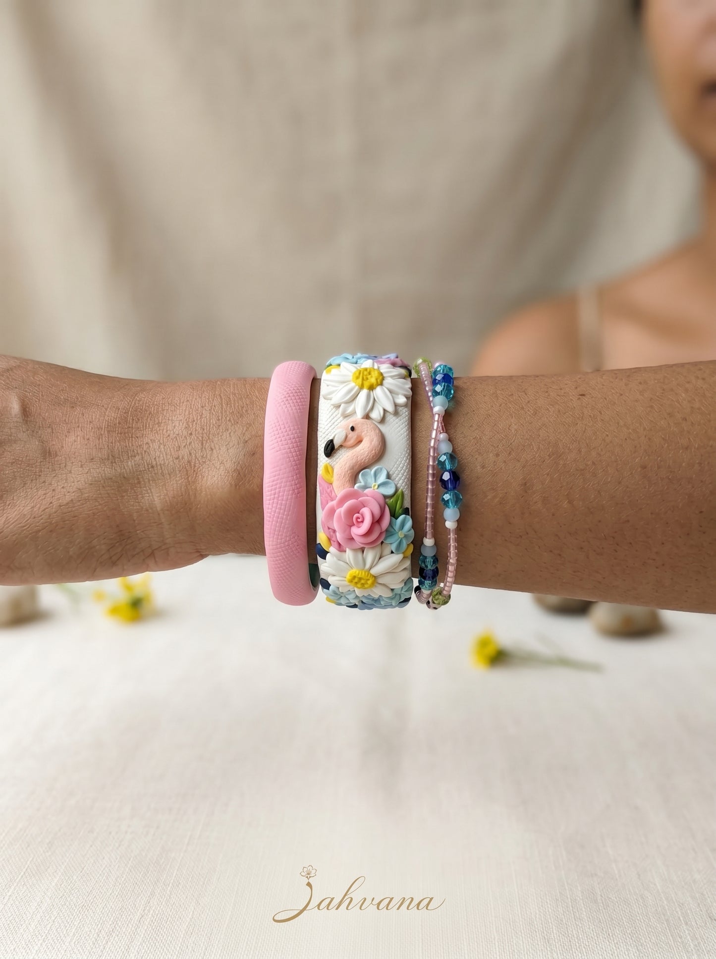 Modern Minimalist Polymer Clay Bangle - 100% Handcrafted