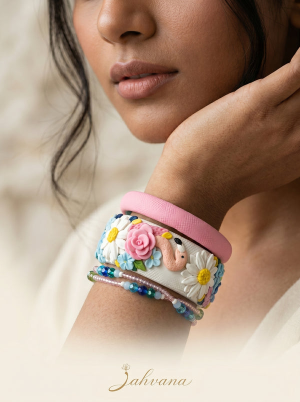 Modern Minimalist Polymer Clay Bangle - 100% Handcrafted