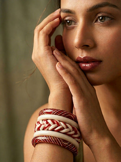 Veil Lac Bangle Set — Hand-Braided Lac Stack