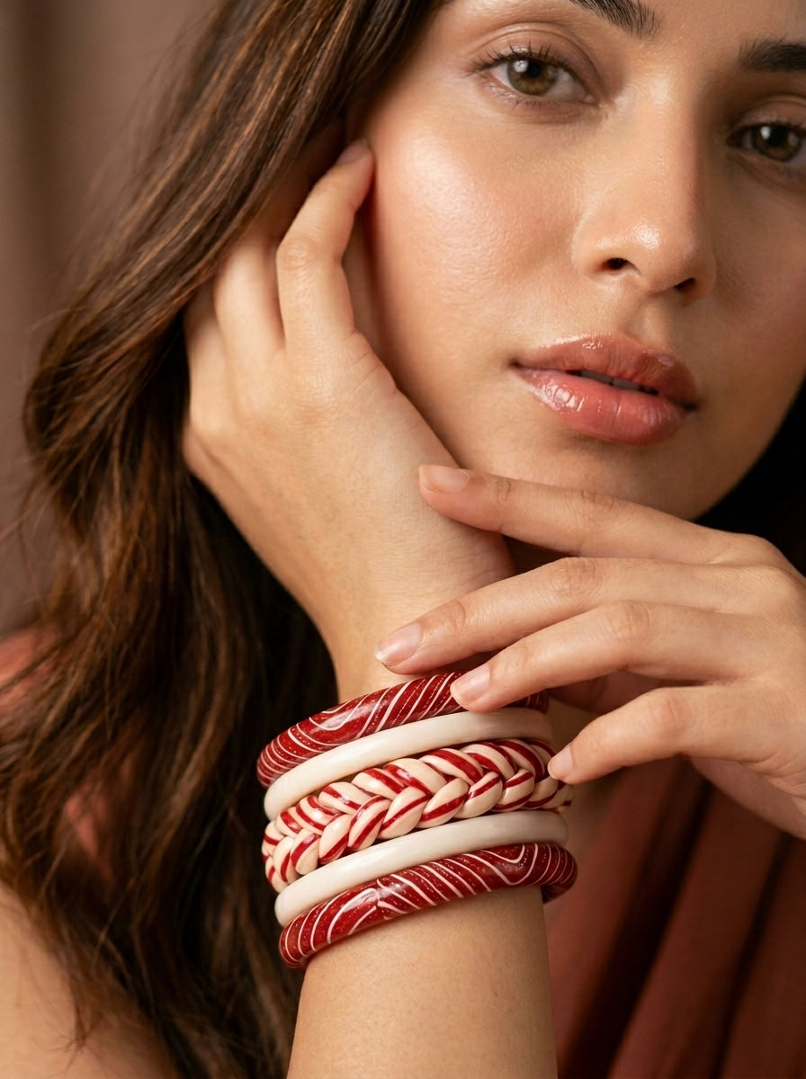 Veil Lac Bangle Set — Hand-Braided Lac Stack