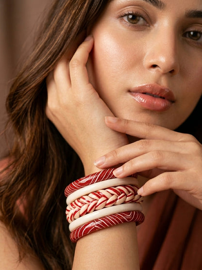 Veil Lac Bangle Set — Hand-Braided Lac Stack