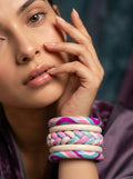 Cotton Candy Lac Bangle Set — Hand-Braided Pastel Lac Stack