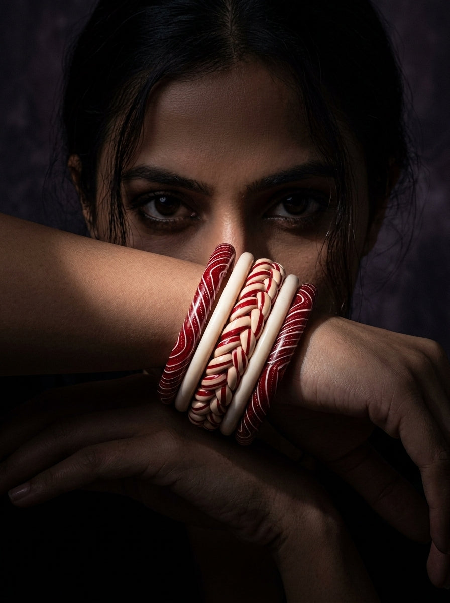 Veil Lac Bangle Set — Hand-Braided Lac Stack
