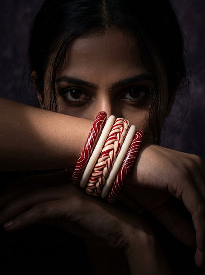 Veil Lac Bangle Set — Hand-Braided Lac Stack