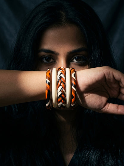 Terracotta Tribe Lac Bangle Set — Hand-Braided Lac Stack