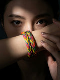 Tropical Twist Braided Bangle Set — Hand-Braided Rainbow Stack