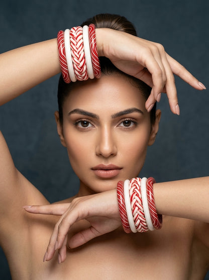 Veil Lac Bangle Set — Hand-Braided Lac Stack