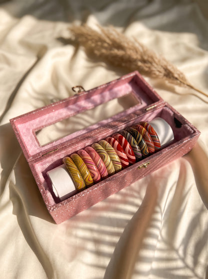 The Electric Canvas Lacquer Bangle Set | Signature Zahvana Box