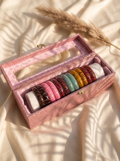 The Pastel Ocean Lacquer Bangle Set | Signature Zahvana Box