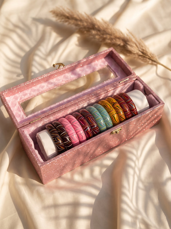 The Pastel Ocean Lacquer Bangle Set | Signature Zahvana Box