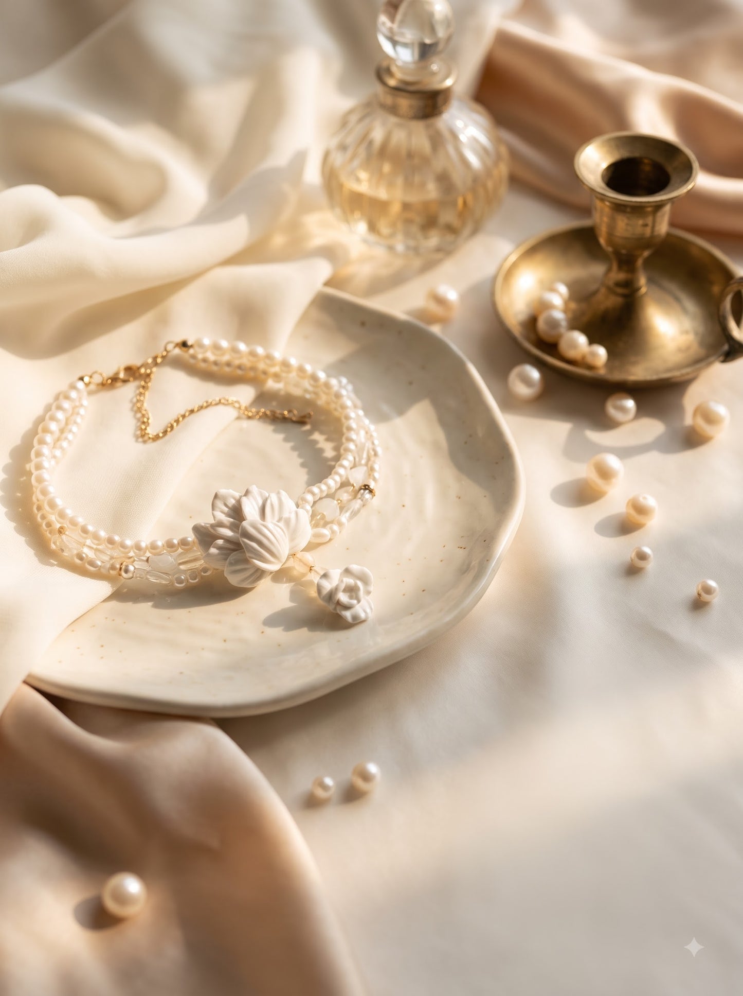 Handcrafted Ivory Clay Floral Choker | Luxury Bridal Necklace