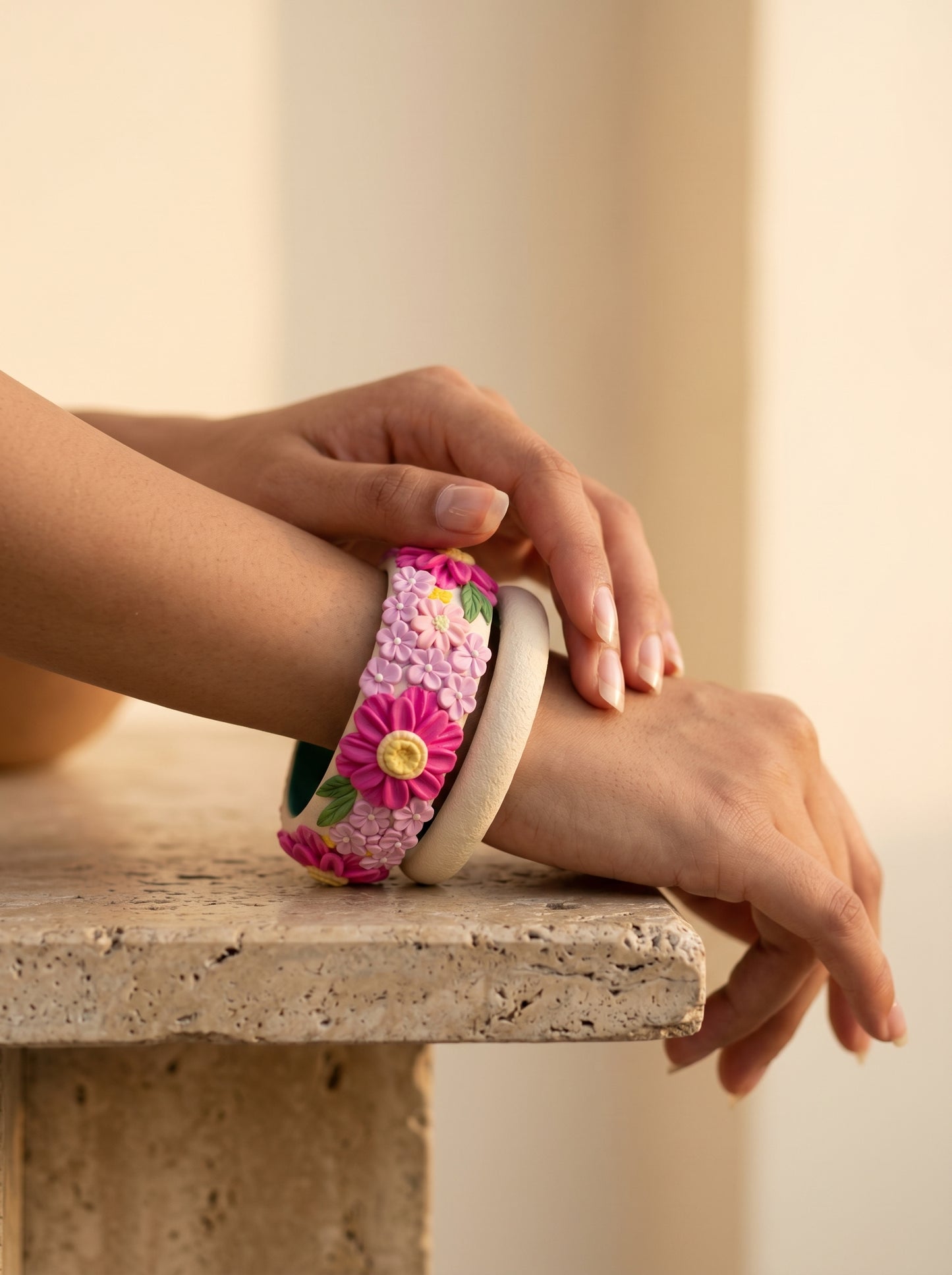 Ethnic Bridal Polymer Clay Bangle - 100% Handcrafted