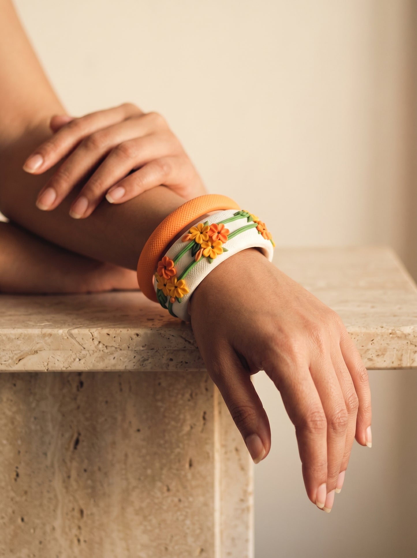Sophisticated Matte Polymer Clay Bangle - 100% Handcrafted
