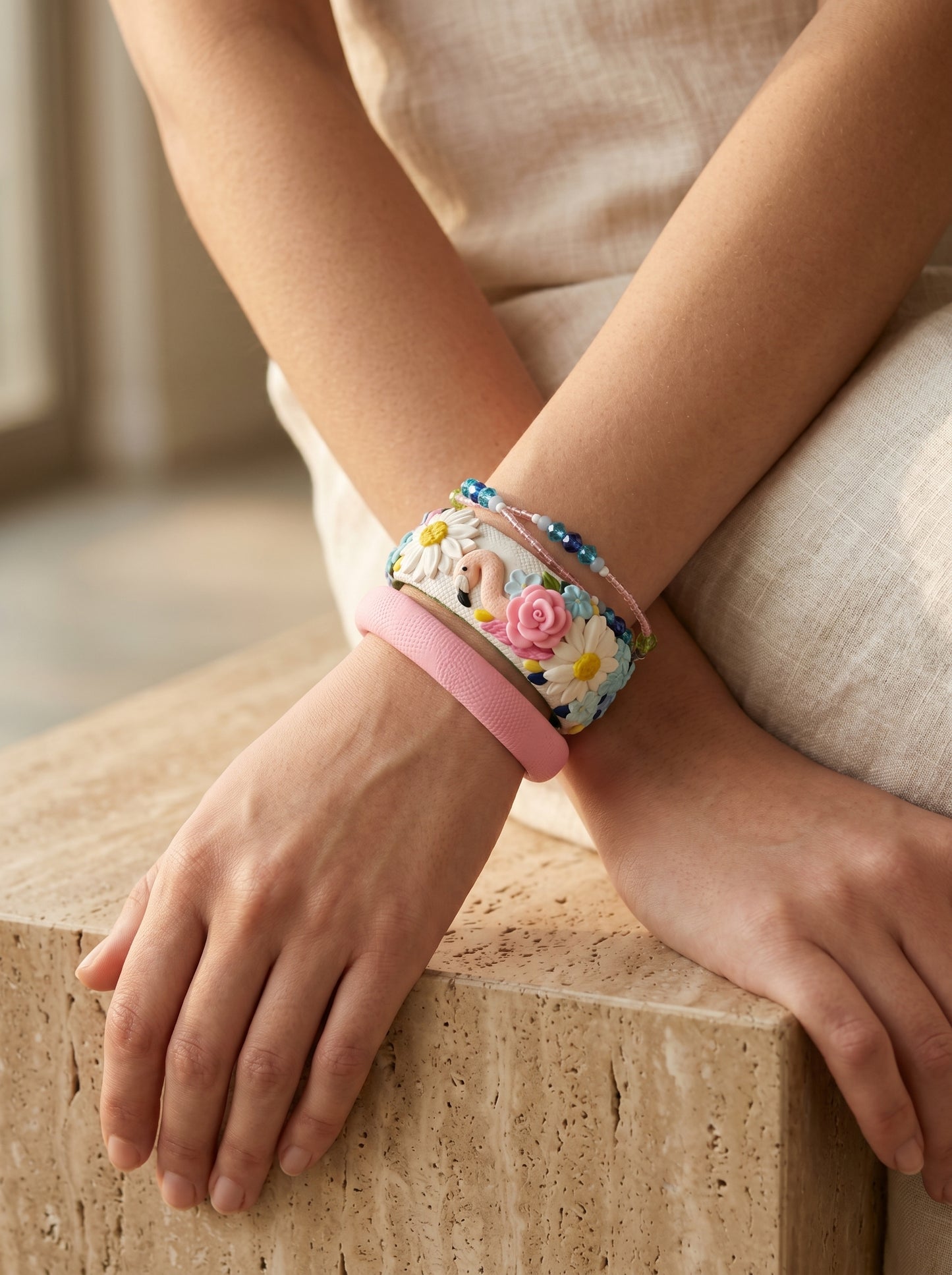 Modern Minimalist Polymer Clay Bangle - 100% Handcrafted