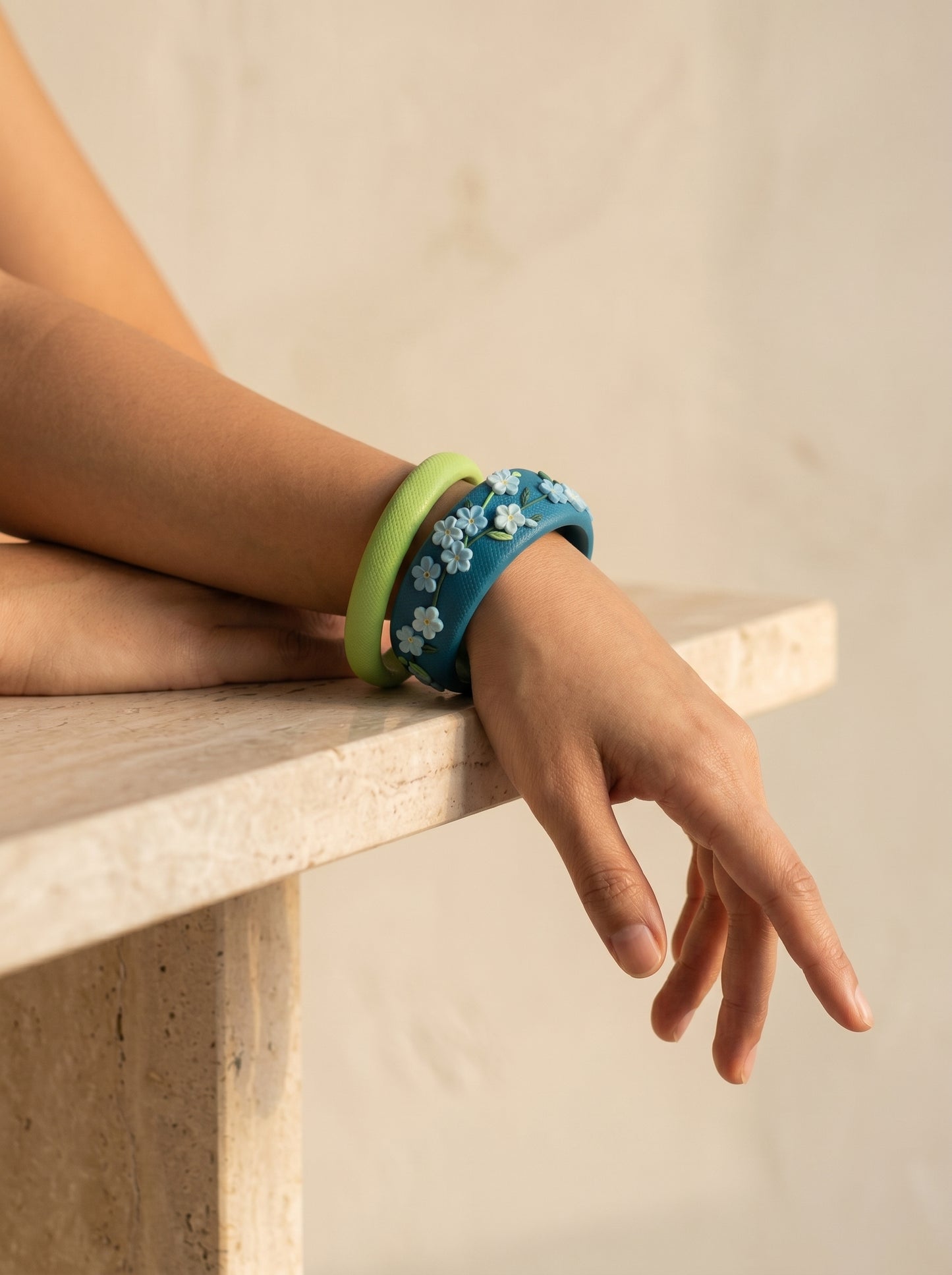 Contemporary Boho Polymer Clay Bangle - 100% Handcrafted