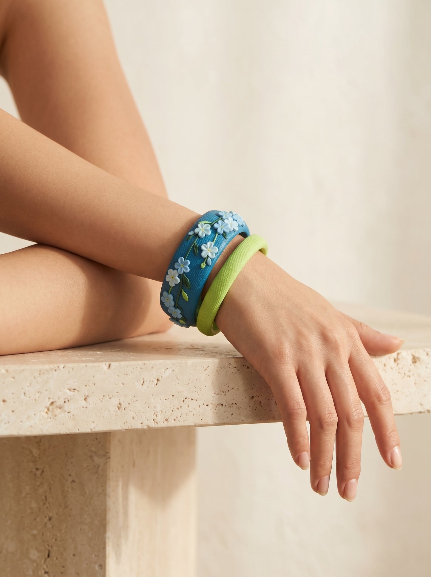 Contemporary Boho Polymer Clay Bangle - 100% Handcrafted