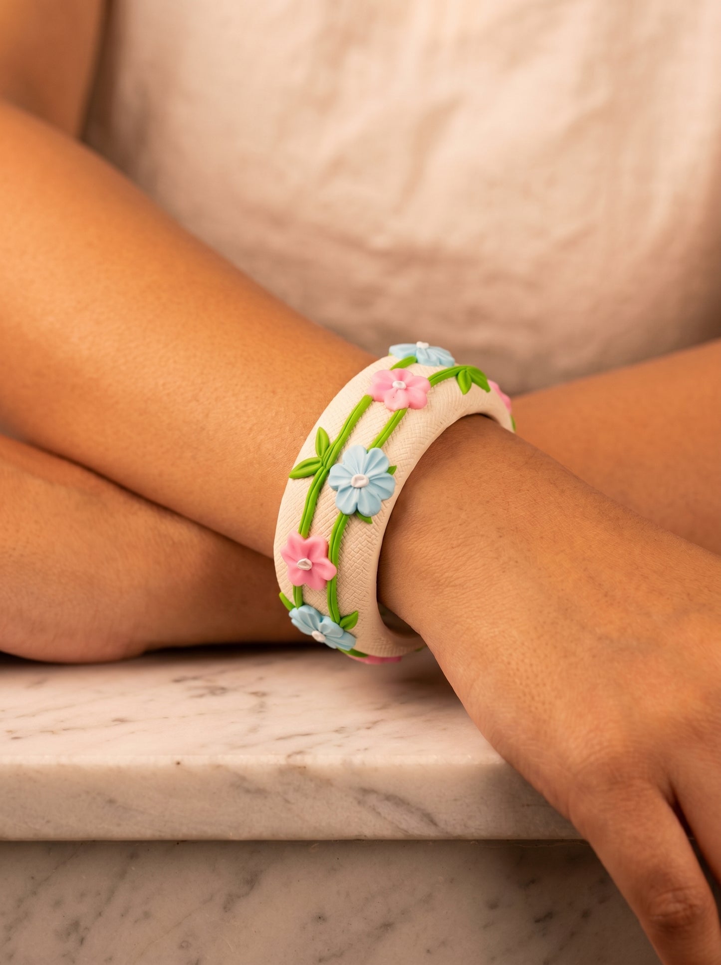 Elegant Evening Polymer Clay Bangle - 100% Handcrafted
