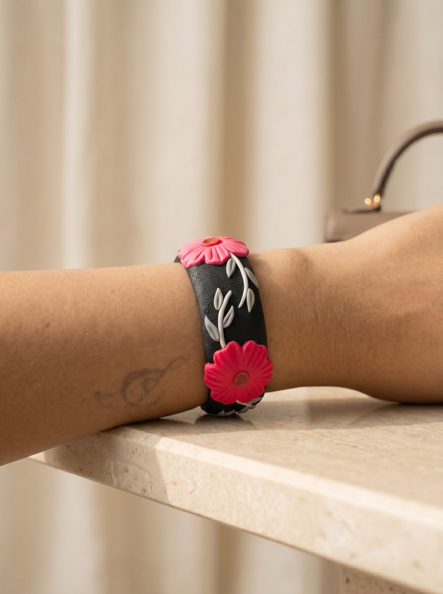Graceful Pastel Polymer Clay Bangle - 100% Handcrafted