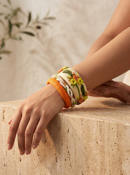 Garden Bloom Bangle Set — Floral Clay Stack | Jelly Bangles
