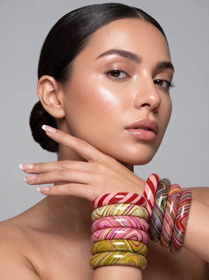 The Electric Canvas Lacquer Bangle Set | Signature Zahvana Box