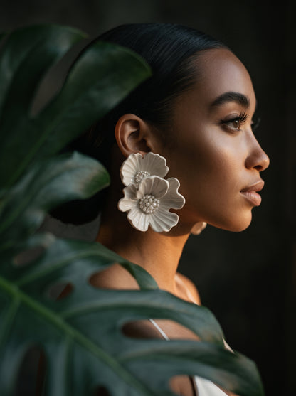 The Pearl-Core Camellia Statement Earrings