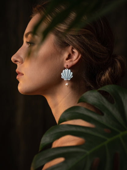 The Azure Shell & Pearl Drop Earrings