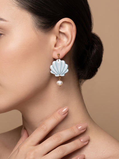 The Azure Shell & Pearl Drop Earrings