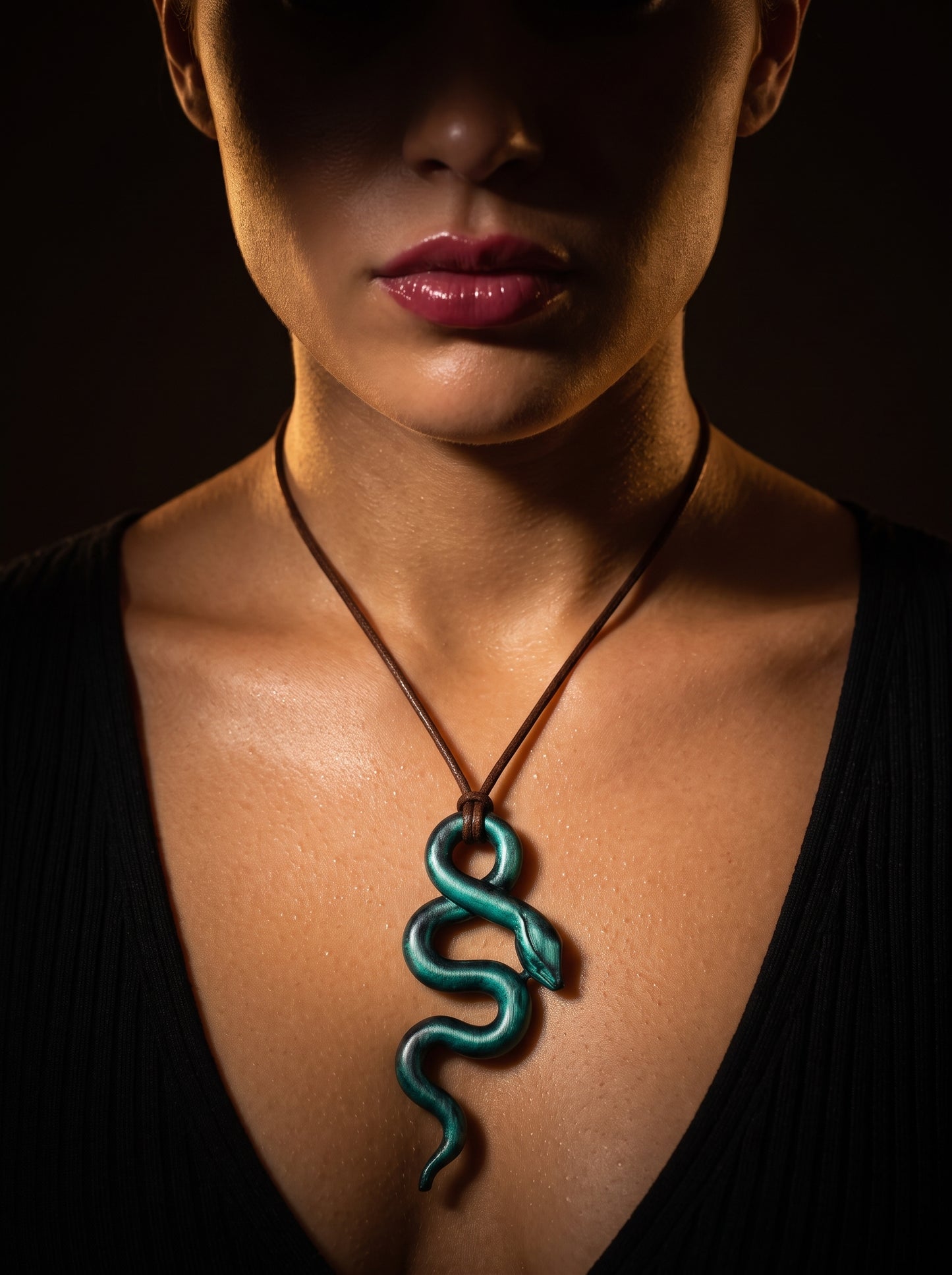 The Emerald Viper Sculpted Clay Pendant