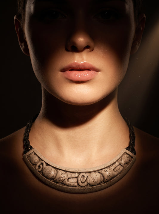 The Whimsical Feline Sculpted Clay Collar