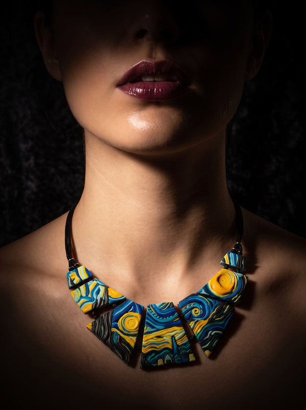 The Starry Night Sculpted Clay Collar