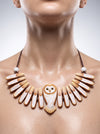 The Athena Owl Feather Clay Collar