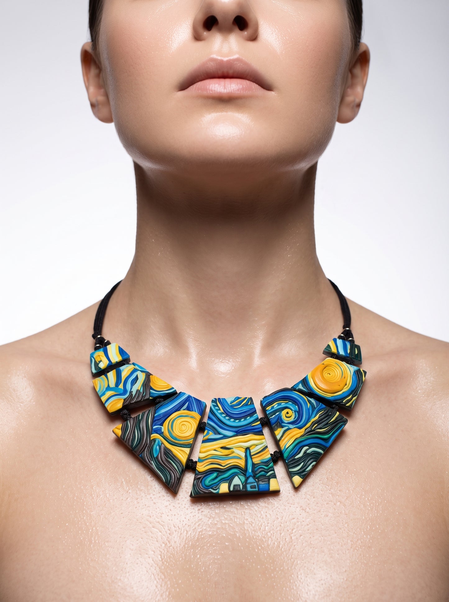 The Starry Night Sculpted Clay Collar
