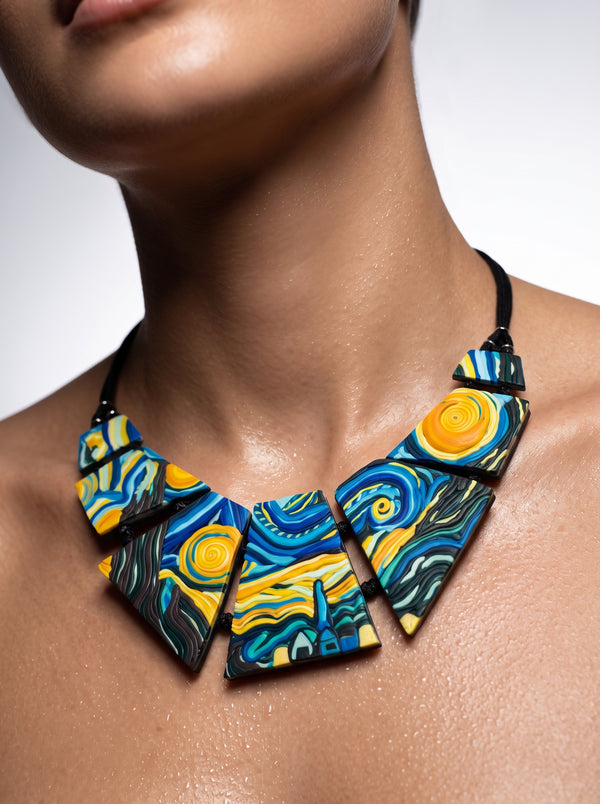 The Starry Night Sculpted Clay Collar