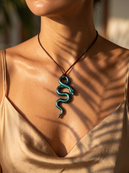 The Emerald Viper Sculpted Clay Pendant