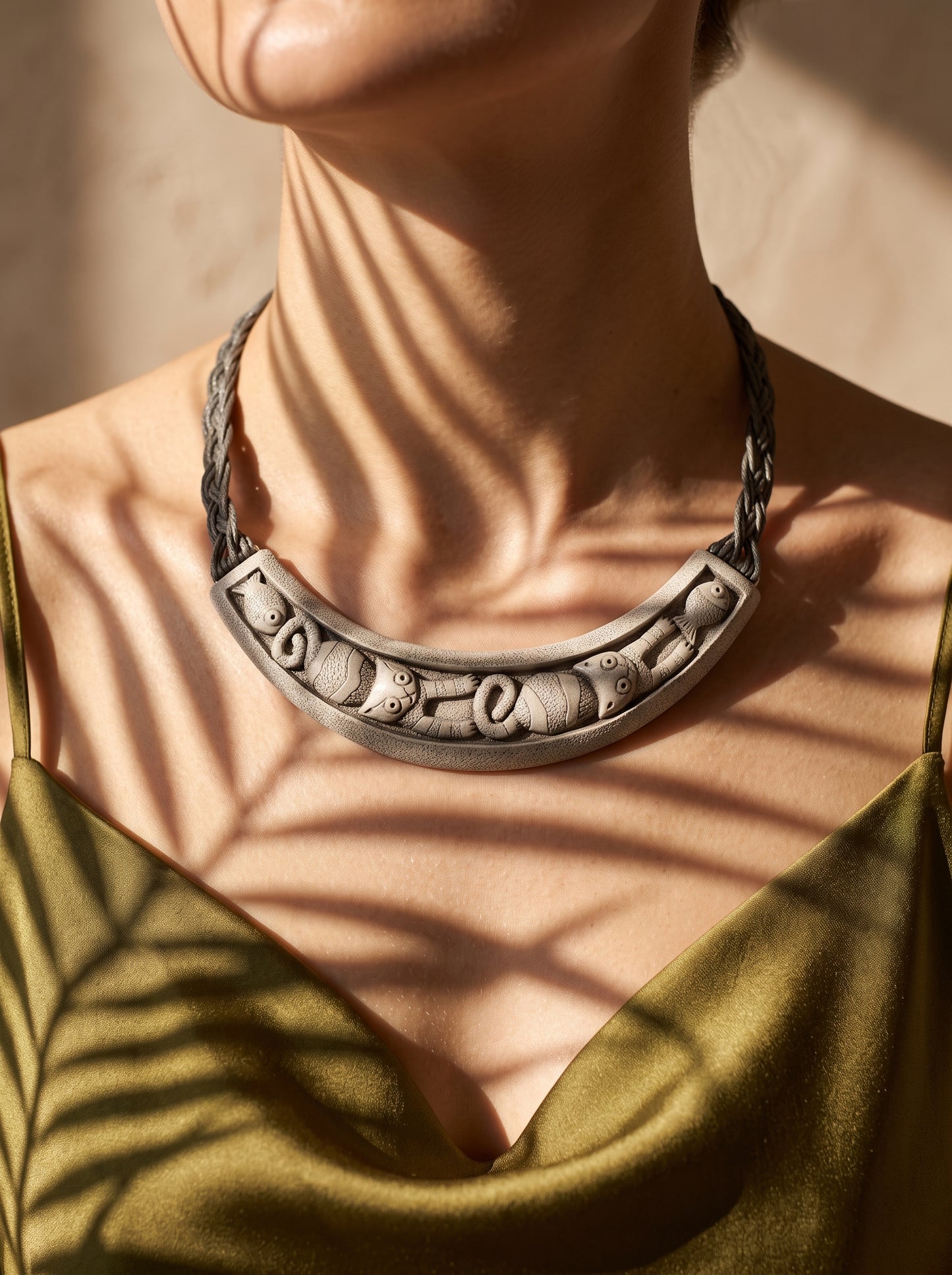 The Whimsical Feline Sculpted Clay Collar