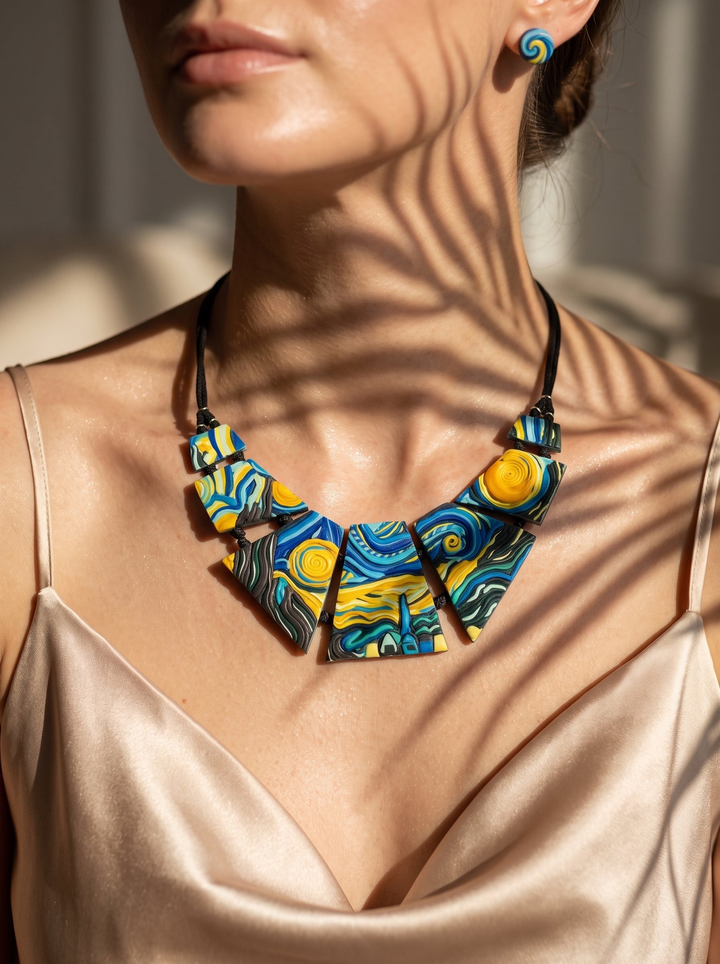 The Starry Night Sculpted Clay Collar