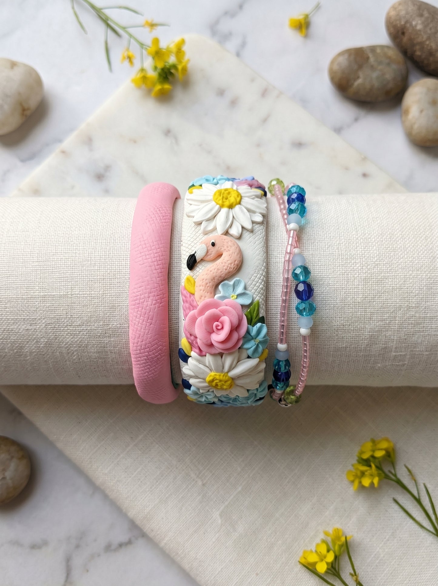 Modern Minimalist Polymer Clay Bangle - 100% Handcrafted