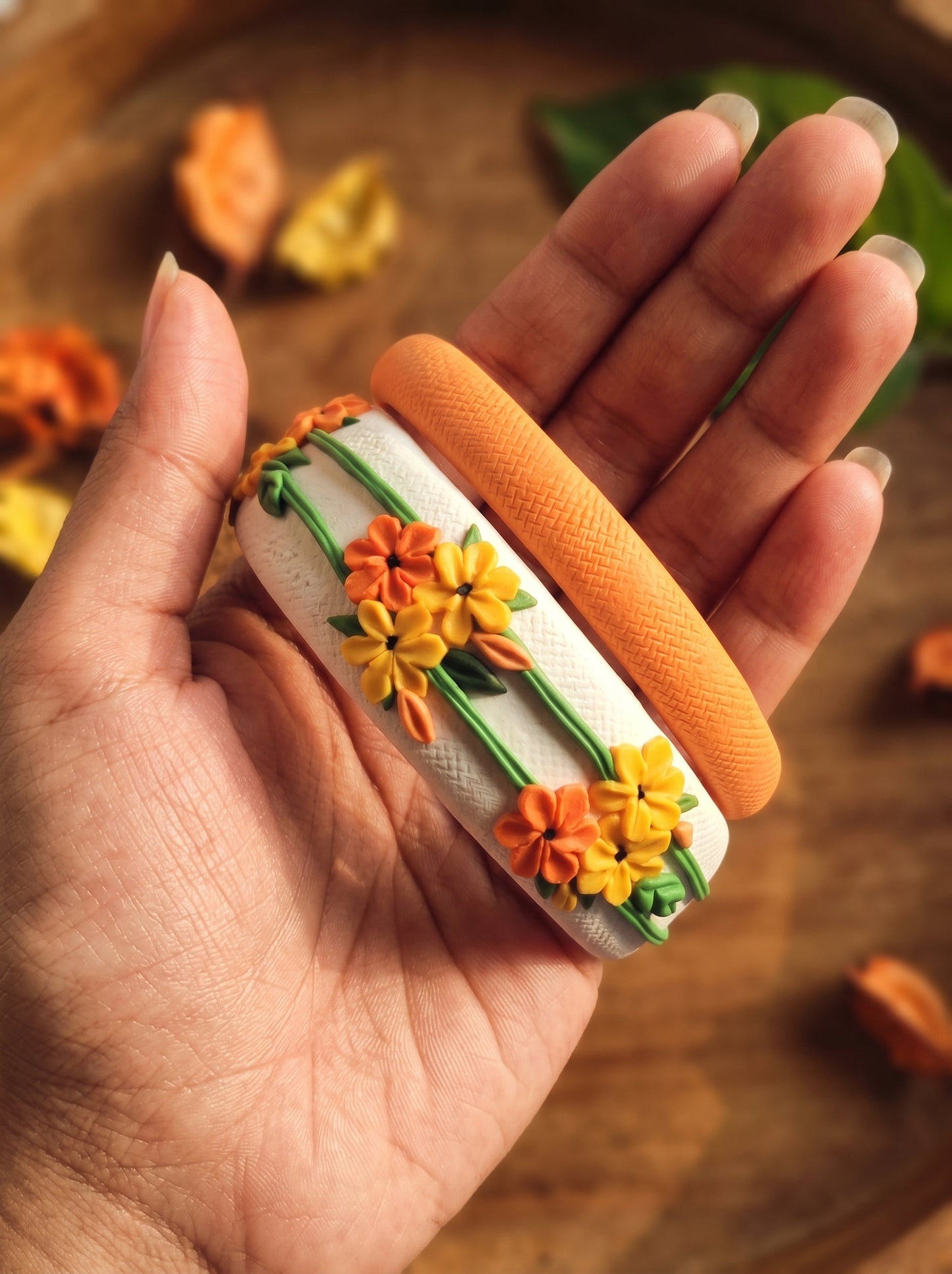 Sophisticated Matte Polymer Clay Bangle - 100% Handcrafted