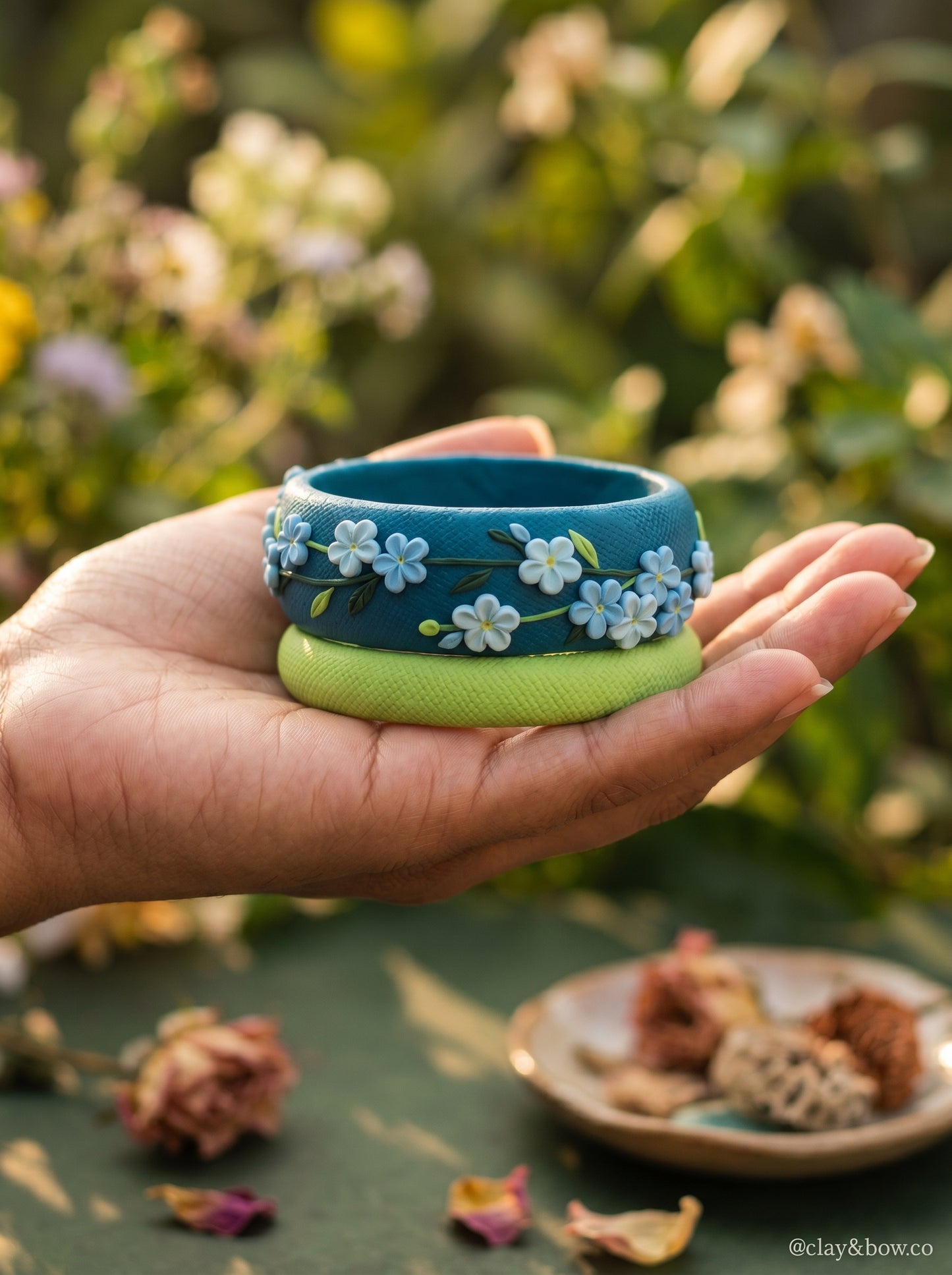 Contemporary Boho Polymer Clay Bangle - 100% Handcrafted